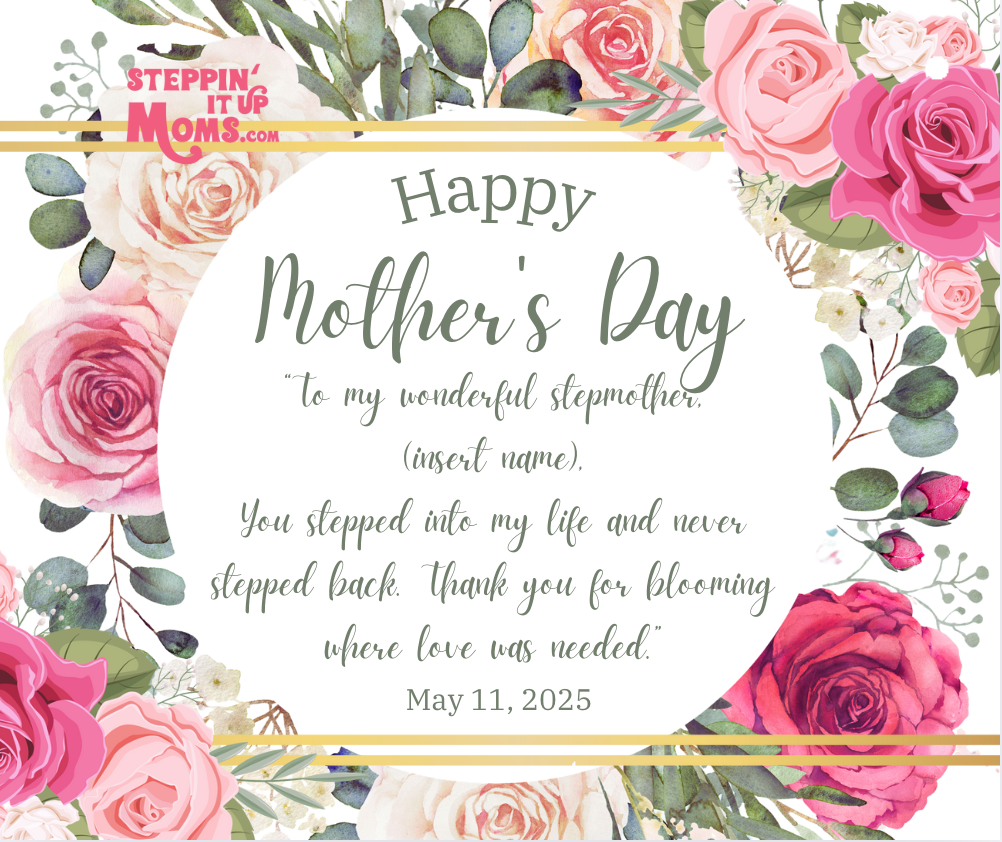 Blooming Heart Stepmom Mother’s Day Card | Digital Animated eCard with Music | Customizable Bonus Mom Greeting | Instant Download