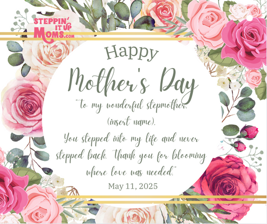 Blooming Heart Stepmom Mother’s Day Card | Digital Animated eCard with Music | Customizable Bonus Mom Greeting | Instant Download